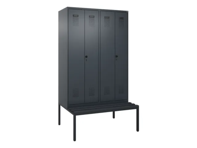 locker met bank,voor scheiding van kleding,HxBxD 2120x1200x815mm,4vak