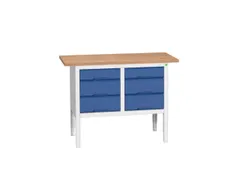 werkbank,HxBxD 830-930x1250x600mm,multiplexblad,uitrusting: 6lades