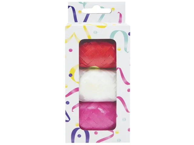 Lint set à 3 kleuren rood, wit en roze