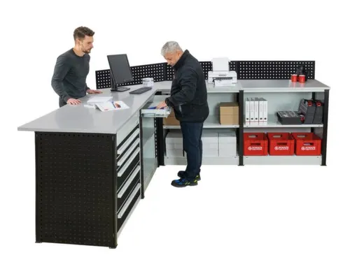 zichtscherm,v. balie,HxB 250x1000mm,perforatieplaat,zwart