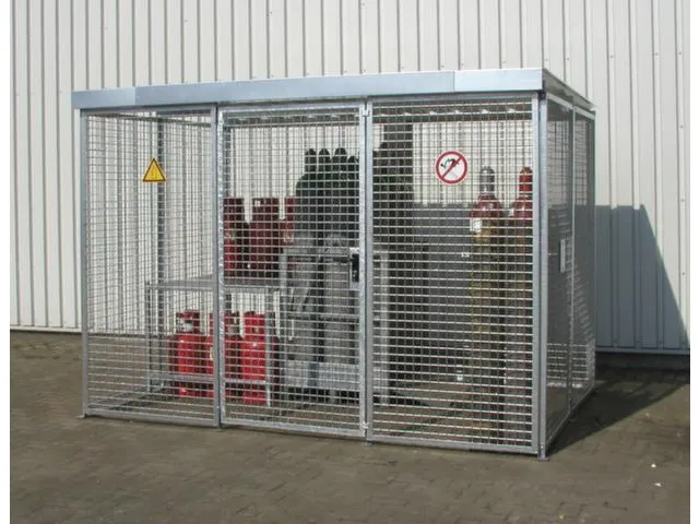 Gasflessendepot Dak Staal/Gaas Hxbxd 2180x3100x1500mm 78 Gasflessen