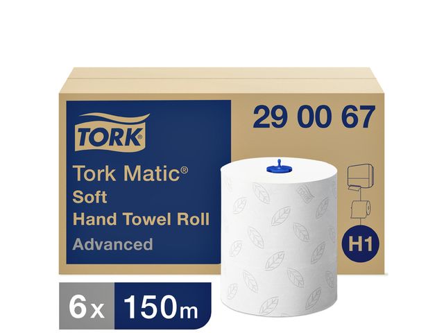 Handdoekrol Tork A 2-laags Wit Advanced 290067 6 Rollen | Vouwhanddoeken.nl