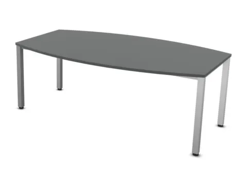 vergadertafel HxBxD 74x200x120cm vatvormig MS-donkergrijs 4voeten Alu