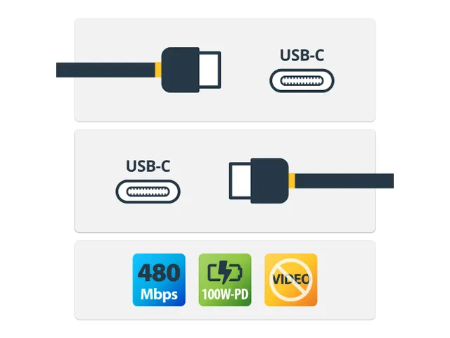 Câble de charge rapide USB-C vers USB-C 5A/100W M/M 2m