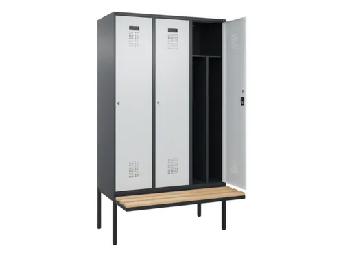 locker met bank,voor scheiding van kleding,HxBxD 2120x1200x815mm,3vak
