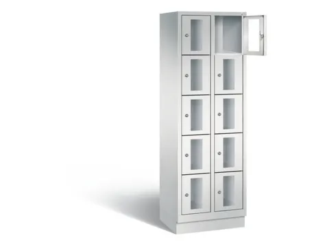 Lockerkast 1800x610x500mm 2x5 vakken Cilinderslot, Sokkel, RAL7035