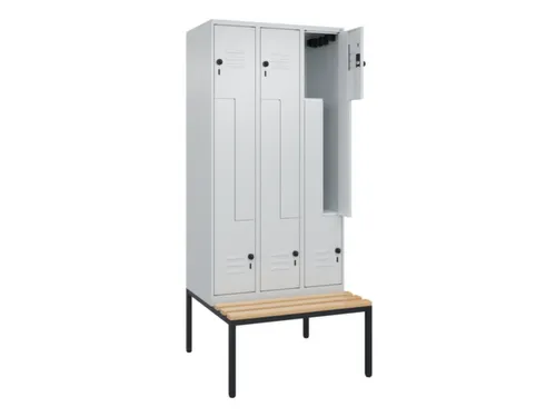 Z-garderobekast,HxBxD 2120x900x815mm,6vak,vak B 300mm,draaigrendel