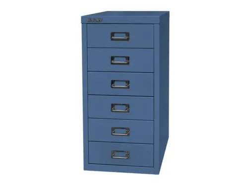 kantoor-ladekast HxBxD 590x279x380mm 6 laden romp + front blauw staal