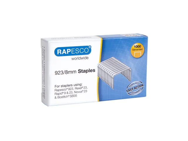 Nieten Rapesco Heavy Duty 923 8mm 1000 stuks zilver