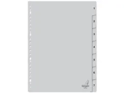 Tabblad Kangaro A4 cijfers PP 120 micron grijs 23-gaats 7-delig
