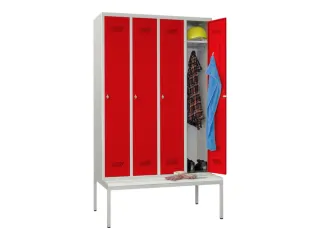 locker met bank,HxBxD 2150x1200x500mm,4vak,RAL7035,front RAL3000 - 1