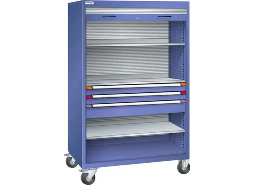 Mobiele roldeurkast,HxBxD 1813x1205x691mm,3xStalen bodem,3lade(n)