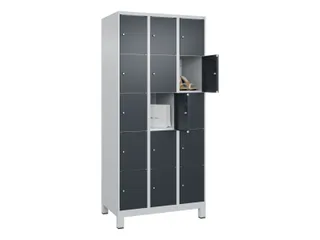 lockerkast,HxBxD 1950x900x500mm,3x5vakken,vak B 300mm,cil.-slot,voeten - 1