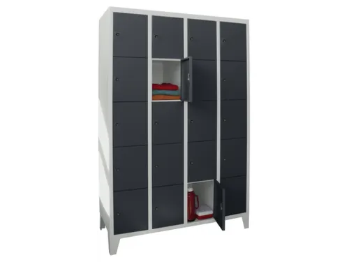 lockerkast,HxBxD 1850x1200x500mm,4x5vakken,RAL7035,front RAL7016