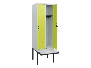 locker met bank,HxBxD 1950x600x815mm,2vak,vak B 300mm,draaigrendel - 2