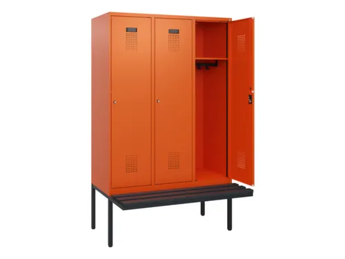 locker met bank,HxBxD 1950x1200x815mm,3vak,vak B 400mm,cilinderslot