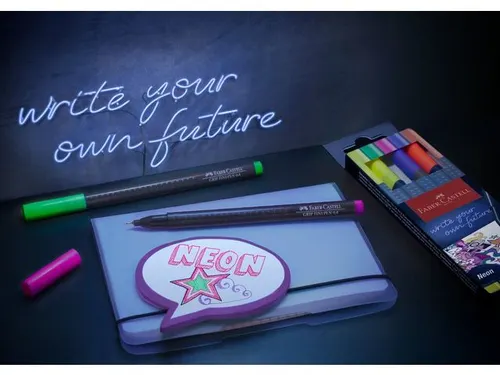 Fineliner Faber-Castell Grip 0,4mm etui 5 stuks neon assorti