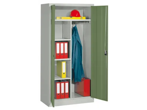 Dossier-/Kledingkast Hxbxd 1950x1000x600mm Ral7035 Front Ral6011