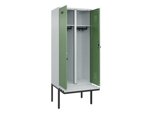 locker met bank,voor scheiding van kleding,HxBxD 2120x800x815mm,2vak