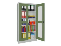 Vitrinekast Hxbxd 1950x1000x500mm Draaideuren Ral7035 Front Ral6011
