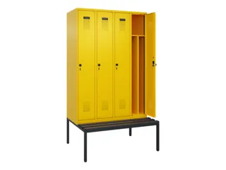 locker met bank,voor scheiding van kleding,HxBxD 2120x1200x815mm,4vak - 1