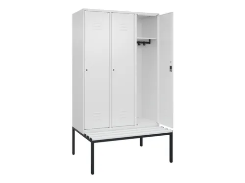 locker met bank,HxBxD 2120x1200x815mm,3vak,vak B 400mm,cil.-slot