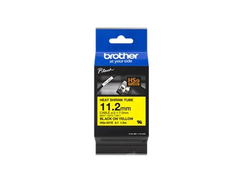 Brother HSE-631E krimpkous tapecassette zwart op geel 11.2mm