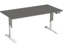 Elektrisch ihv bureau,HxBxD 730-1230x1600x800mm,blad onyxgrijs