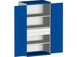 systeemkast 2000x1300x650mm 3xStalen bodem 2laden Ral7035 Ral5010