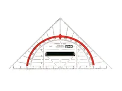 Geodriehoek M+R 14cm plexig transp. met afneembare greep