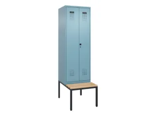 PBM-locker met bank,HxBxD 2120x600x815mm,2vak,vak B 300mm,draaigrendel - 2