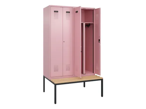 PBM-locker met bank,HxBxD 2120x1200x815mm,4vak,vak B 300mm