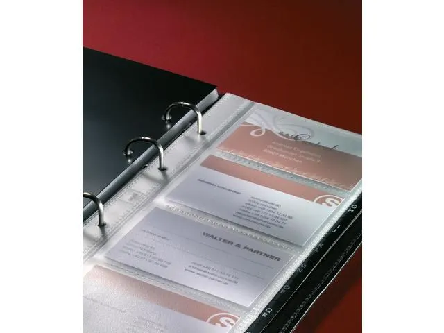 Visitekaartringband Sigel Torino leer zwart 90x58mm 160 kaartjes