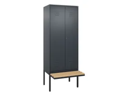 PBM-locker met bank,HxBxD 2120x800x815mm,2vak,vak B 400mm,cil.-slot