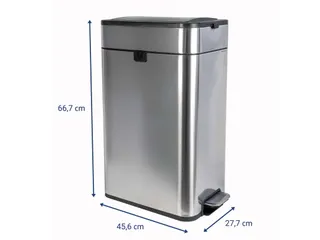 9504094 Afvalbak +voetpedaal MAULwing 40L edelstaal 45.6x27.7x66.7cm - 7