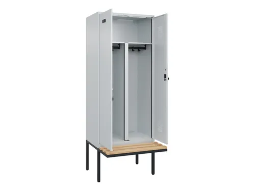 PBM-locker met bank,HxBxD 2120x800x815mm,2vak,vak B 400mm,draaigrendel