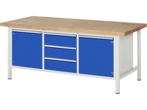 werkbank,HxBxD 840-1040x2000x900mm,beukblad,draagverm. 1250kg,4voeten