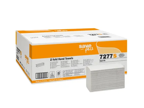 Handdoek Celtex Save Z-vouw 2-laags wit doos 25 pak a 120 vel 20,5 x 2