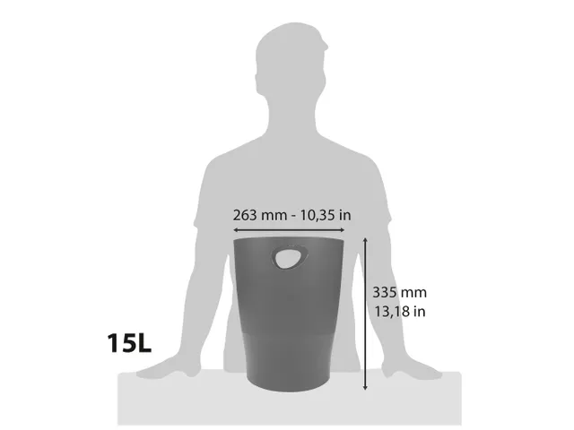 ECOBIN Papiermand 15L muisgrijs