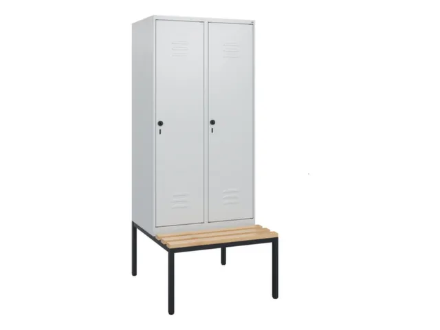 locker met bank,HxBxD 1950x800x815mm,2vak,vak B 400mm,draaigrendel