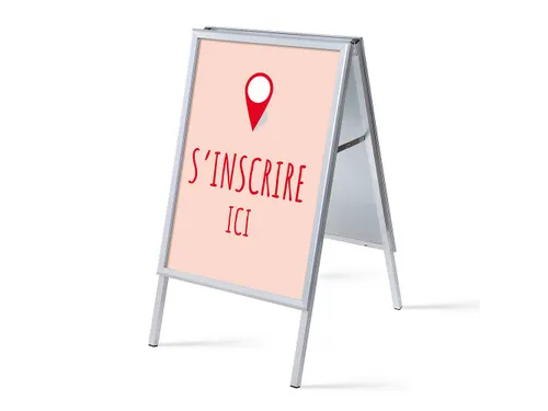 Stoepbord A1 complete set met print "S'incrire ici" Rood