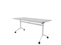 klaptafel,HxBxD 750x1600x700mm,hoekig,T-voet wit,ovale buis,blad grijs