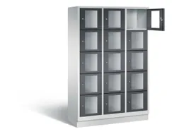 Lockerkast 1800x1200x500mm 3x5 vakken Cilinderslot, Sokkel, RAL7021