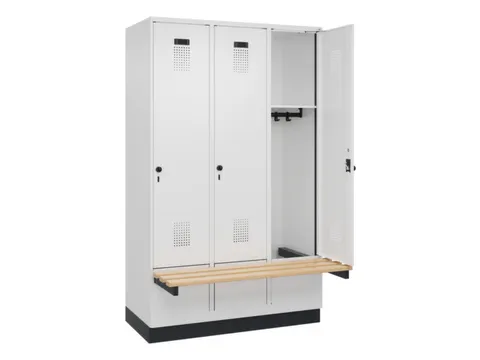 locker met bank,HxBxD 1950x1200x815mm,3vak,vak B 400mm,draaigrendel