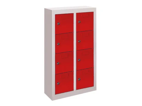 lockerkast,HxBxD 815x460x200mm,2x4vakken,RAL7035,front RAL5010
