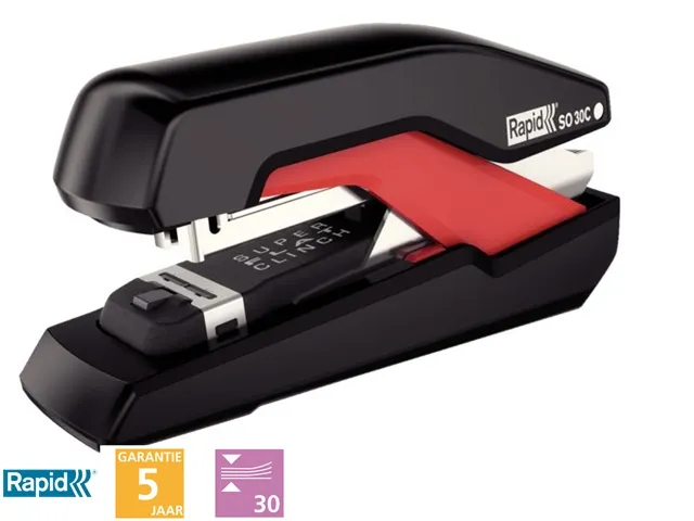 Nietmachine Rapid SO30c Halfstrip 30vel 24/6 zwart/rood