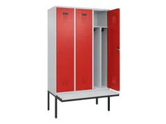 locker met bank,voor scheiding van kleding,HxBxD 2120x1200x815mm,3vak