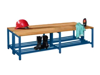 dubbele zitbank,LxD 1500x740mm,houten lijst beuken,onderstel RAL5010 - 2