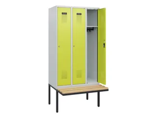 locker met bank,HxBxD 1950x900x815mm,3vak,vak B 300mm,cilinderslot - 1
