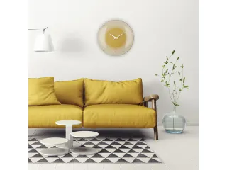 Wandklok Nextime dia 50cm bolvormig glas geel kunststof Deep - 9